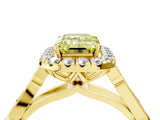 Yellow gold Fancy Yellow Emerald  Halo Diamond Engagement Ring with Filigree Band and Four-Prong Setting_85
