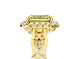 Yellow gold Fancy Yellow Emerald  Halo Diamond Engagement Ring with Filigree Band and Four-Prong Setting_86
