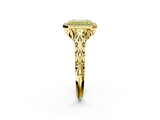 Yellow gold Fancy Yellow Emerald  Halo Diamond Engagement Ring with Intricate Filigree Band and Four-Prong Setting_39