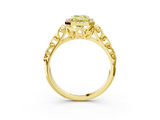 Yellow gold Fancy Yellow Emerald  Halo Diamond Engagement Ring with Intricate Filigree Band and Four-Prong Setting_40