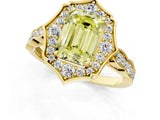 Yellow gold Fancy Yellow Emerald  Halo Diamond Engagement Ring with Milgrain Band and Four-Prong Setting_74