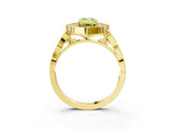 Yellow gold Fancy Yellow Emerald  Halo Diamond Engagement Ring with Milgrain Band and Four-Prong Setting_76