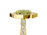 Yellow gold Fancy Yellow Emerald  Halo Diamond Engagement Ring with Milgrain Band and Four-Prong Setting_78