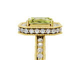Yellow gold Fancy Yellow Emerald  Halo Diamond Engagement Ring with Milgrain Pave Band and Four-Prong Setting_44