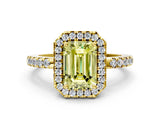 Yellow gold Fancy Yellow Emerald  Halo Diamond Engagement Ring with Pavé Band and Four-Prong Setting_51