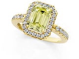 Yellow gold Fancy Yellow Emerald  Halo Diamond Engagement Ring with Pavé Band and Four-Prong Setting_52
