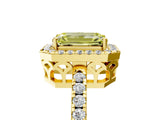 Yellow gold Fancy Yellow Emerald  Halo Diamond Engagement Ring with Pavé Band and Four-Prong Setting_56