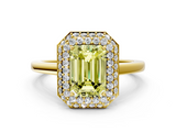 Yellow gold Fancy Yellow Emerald  Halo Diamond Engagement Ring with Solitaire Band and Four-Prong Setting_20