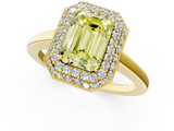 Yellow gold Fancy Yellow Emerald  Halo Diamond Engagement Ring with Solitaire Band and Four-Prong Setting_21