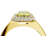 Yellow gold Fancy Yellow Emerald  Halo Diamond Engagement Ring with Solitaire Band and Four-Prong Setting_24