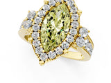 Yellow gold Fancy Yellow Emerald  Halo Diamond Engagement Ring with Split Shank and Four-Prong Setting 1