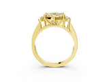 Yellow gold Fancy Yellow Emerald  Halo Diamond Engagement Ring with Split Shank and Four-Prong Setting 3
