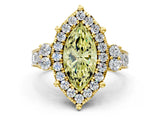 Yellow gold Fancy Yellow Emerald  Halo Diamond Engagement Ring with Split Shank and Four-Prong Setting