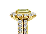 Yellow gold Fancy Yellow Emerald  Halo Diamond Engagement Ring with Split Shank and Prong Setting_67