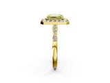Yellow gold Fancy Yellow Emerald  Halo Diamond Engagement Ring with Twisted Band and Four-Prong Setting 2