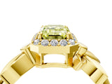 Yellow gold Fancy Yellow Emerald  Halo Diamond Floral Band with Four-Prong Setting_59