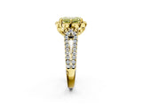 Yellow gold Fancy Yellow Emerald  Halo Diamond Floral Split Shank Engagement Ring 3