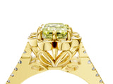 Yellow gold Fancy Yellow Emerald  Halo Diamond Floral Split Shank Engagement Ring 5