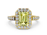 Yellow gold Fancy Yellow Emerald  Halo Diamond Pavé Band Ring with Prong Setting_20