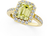 Yellow gold Fancy Yellow Emerald  Halo Diamond Pavé Band Ring with Prong Setting_21