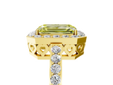 Yellow gold Fancy Yellow Emerald  Halo Diamond Pavé Band Ring with Prong Setting_25