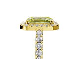 Yellow gold Fancy Yellow Emerald  Halo Diamond Pavé Solitaire Ring_44
