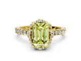 Yellow gold Fancy Yellow Emerald  Halo Diamond Pave Band Ring with Four-Prong Setting_27