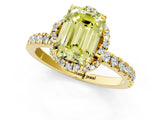 Yellow gold Fancy Yellow Emerald  Halo Diamond Pave Band Ring with Four-Prong Setting_28