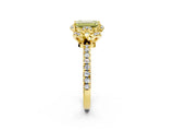 Yellow gold Fancy Yellow Emerald  Halo Diamond Pave Band Ring with Four-Prong Setting_29