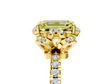 Yellow gold Fancy Yellow Emerald  Halo Diamond Pave Band Ring with Four-Prong Setting_32