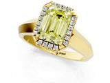 Yellow gold Fancy Yellow Emerald  Halo Diamond Ring with Cathedral Band and Four-Prong Setting_50