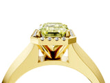 Yellow gold Fancy Yellow Emerald  Halo Diamond Ring with Cathedral Band and Four-Prong Setting_53