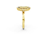 Yellow gold Fancy Yellow Emerald  Halo Diamond Ring with Milgrain Edge and Round Prong Setting_28