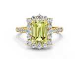 Yellow gold Fancy Yellow Emerald  Halo Diamond Ring with Pavé Band and Prong Setting_20