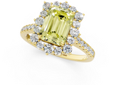 Yellow gold Fancy Yellow Emerald  Halo Diamond Ring with Pavé Band and Prong Setting_21