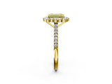 Yellow gold Fancy Yellow Emerald  Halo Diamond Ring with Pavé Band and Prong Setting_22