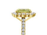 Yellow gold Fancy Yellow Emerald  Halo Diamond Ring with Pavé Band and Prong Setting_25