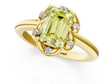 Yellow gold Fancy Yellow Emerald  Halo Diamond Ring with Round Cluster Setting, Solitaire Band, and Four-Prong Setting_86