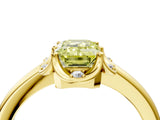 Yellow gold Fancy Yellow Emerald  Halo Diamond Ring with Round Cluster Setting, Solitaire Band, and Four-Prong Setting_89