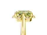 Yellow gold Fancy Yellow Emerald  Halo Diamond Ring with Round Cluster Setting, Solitaire Band, and Four-Prong Setting_90