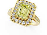 Yellow gold Fancy Yellow Emerald  Halo Diamond Ring with Split Shank and Four-Prong Setting_28
