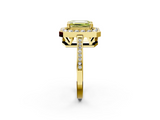Yellow gold Fancy Yellow Emerald  Halo Diamond Ring with Split Shank and Four-Prong Setting_29