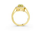 Yellow gold Fancy Yellow Emerald  Halo Diamond Ring with Split Shank and Four-Prong Setting_30