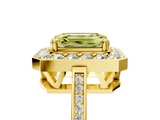 Yellow gold Fancy Yellow Emerald  Halo Diamond Ring with Split Shank and Four-Prong Setting_32