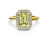 Yellow gold Fancy Yellow Emerald  Halo Diamond Solitaire with Pavé Band and Four-Prong Setting_69