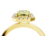 Yellow gold Fancy Yellow Emerald  Halo Diamond Solitaire with Pavé Band and Four-Prong Setting_73