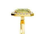 Yellow gold Fancy Yellow Emerald  Halo Diamond Solitaire with Pavé Band and Four-Prong Setting_74