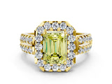 Yellow gold Fancy Yellow Emerald  Halo Diamond Split Shank Engagement Ring with Prong Setting_39