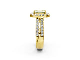 Yellow gold Fancy Yellow Emerald  Halo Diamond Split Shank Engagement Ring with Prong Setting_41