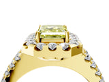 Yellow gold Fancy Yellow Emerald  Halo Diamond Split Shank Engagement Ring with Prong Setting_43